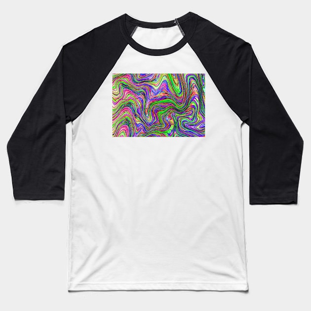 pink and green swirls Baseball T-Shirt by chambergambit